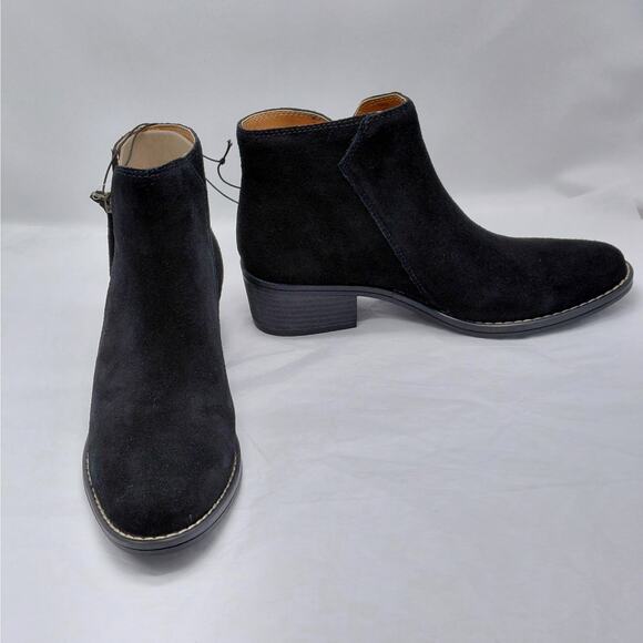 White Mountain Womens Ankle Boots Sz 7.5 Black Suede Block Heel Coastal Cowgirl - Picture 3 of 10